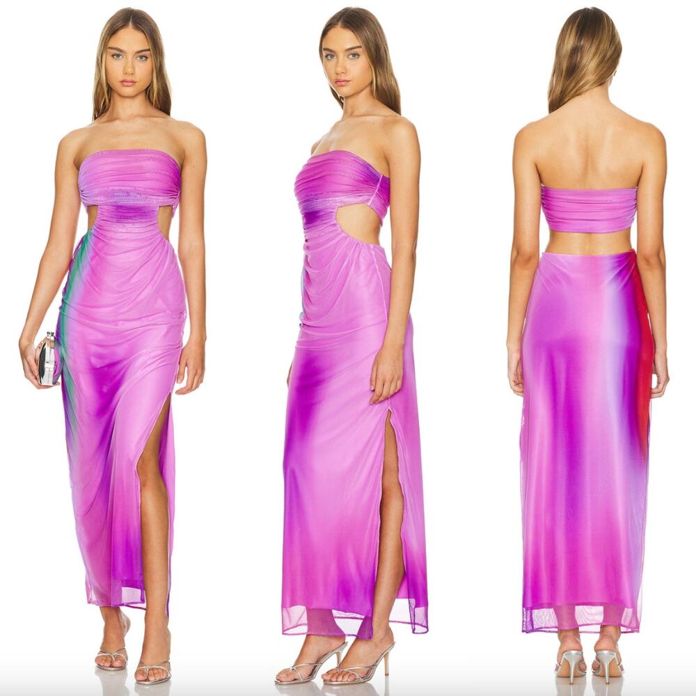 Baobab | Lila Dress in Enchanted Purple Reversible Ombre Mesh Tube Midi XS